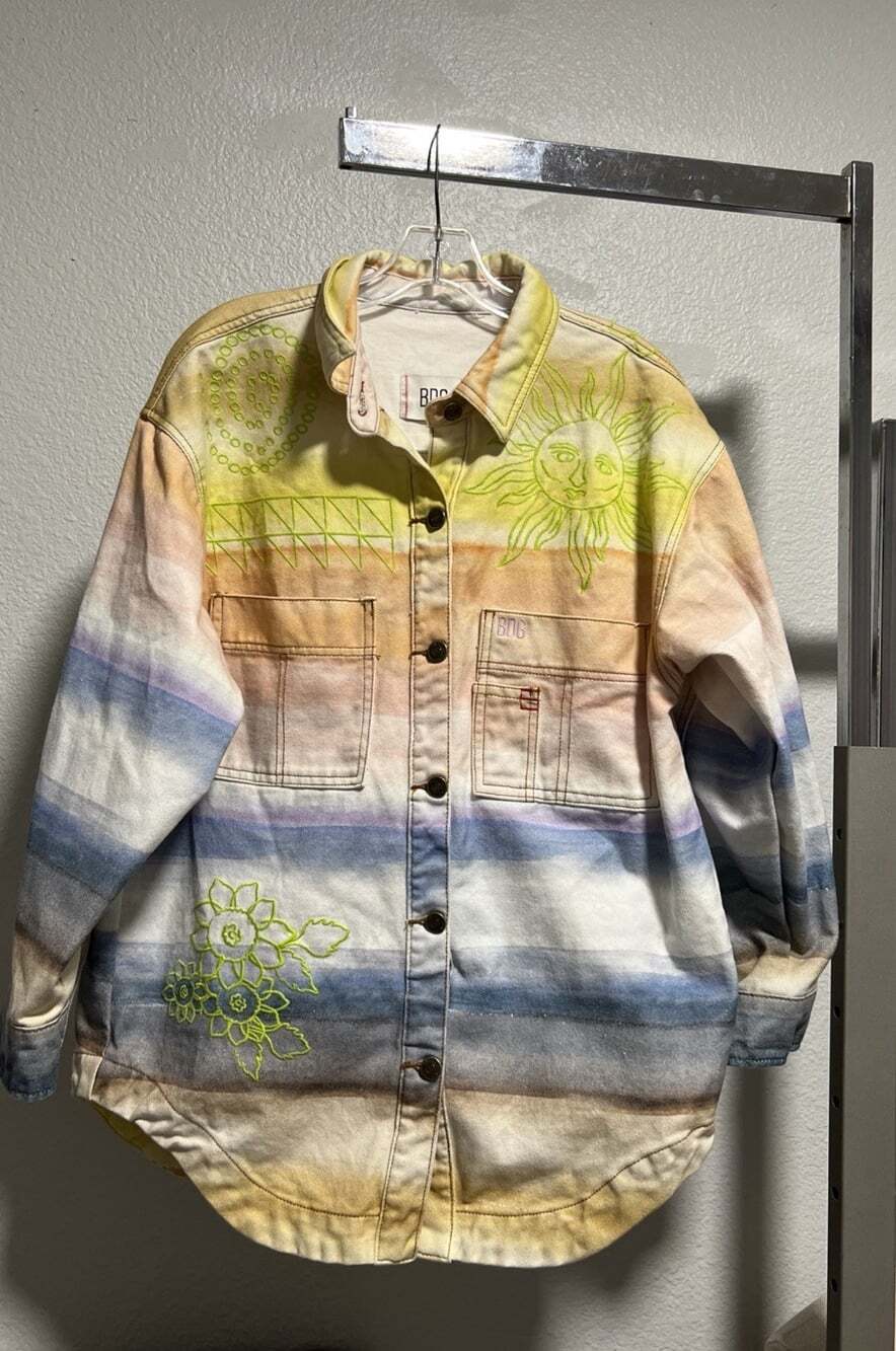 BDG Elissa Embroidered Shirt Jacket Urban Outfitters~Out Of Stock~Sunface Medium